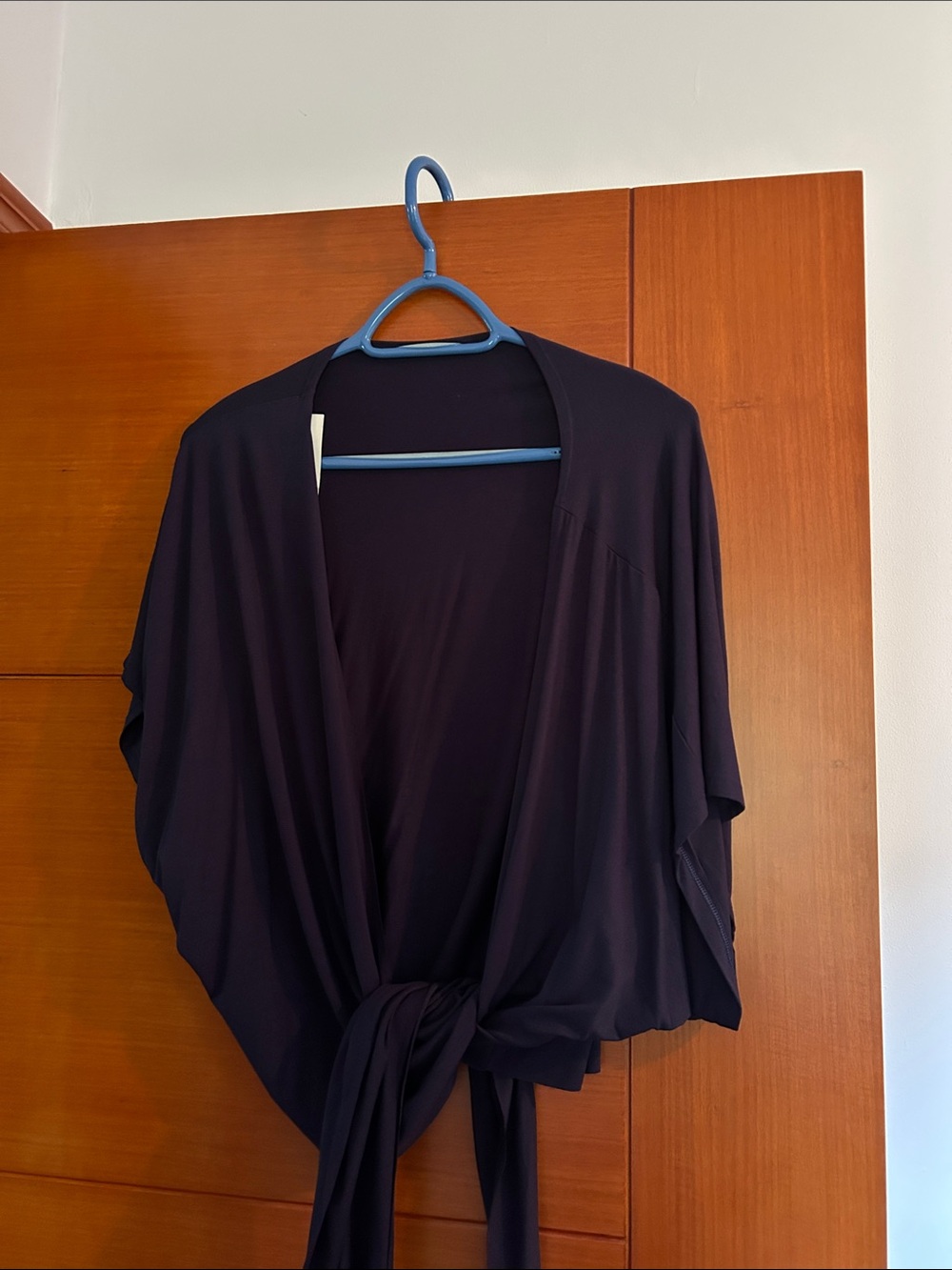 Dark Navy Tie-Front Draped cotton top